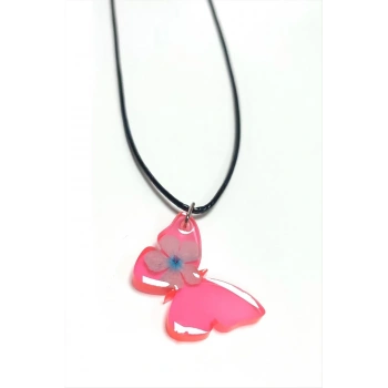 Kartopu Çiçeği Kelebek Epoksi Kolye