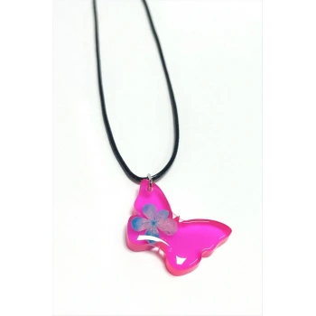 Kartopu Çiçeği Kelebek Epoksi Kolye