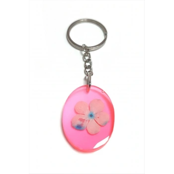 Kartopu Çiçeği Oval Epoksi Anahtarlık