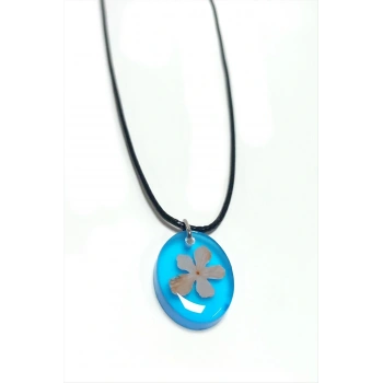 Kartopu Çiçeği Oval Epoksi Kolye