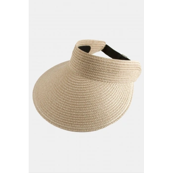 Kasketli Hasır Plaj Şapkası