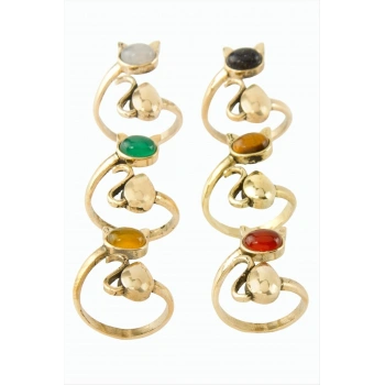 Kedi Doğaltaşlı Otantik Yüzük