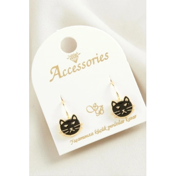 Kedi Mineli Klipsi Küpe