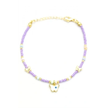 Kelebek Boncuk Bileklik - Mor