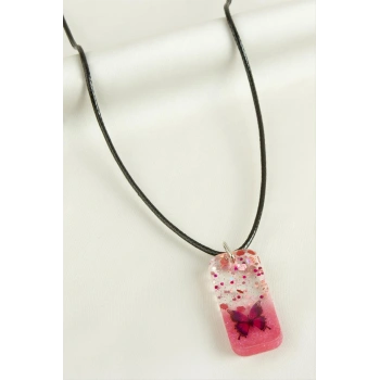 Kelebek Dikdörtgen Epoksi Kolye