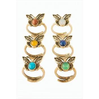 Kelebek Doğaltaşlı Otantik Yüzük