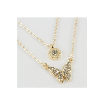 Kelebek Figürlü Yeni Sezon İkili Kolye