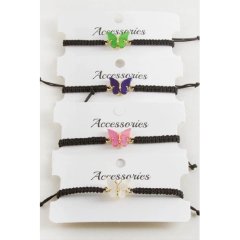 Kelebek Polyester Makrome Örgülü Bileklik