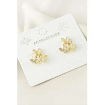 Kelebek Taşlı Mineli Küpe