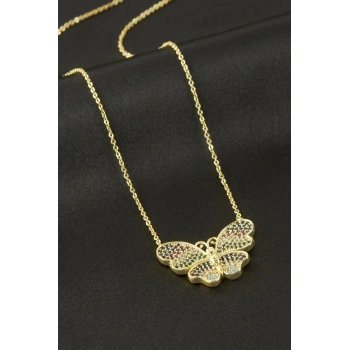 Kelebek Zirkon Taşlı Kolye