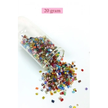 Kesme Cam Boncuk 2mm - 20 Gram - Karışık Renkli -BNC309
