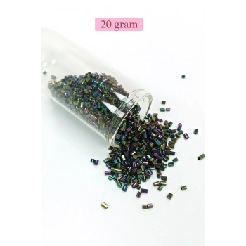 Kesme Cam Boncuk 2mm - 20 Gram - Parlak Alacalı -BNC304
