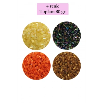 Kesme Cam Boncuk 2mm - 4 Renk - Toplam 80 Gram - BNC435