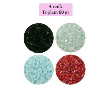Kesme Cam Boncuk 2mm - 4 Renk - Toplam 80 Gram - BNC439