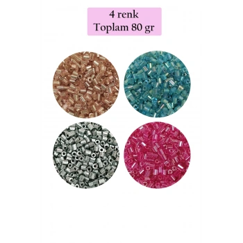 Kesme Cam Boncuk 2mm - 4 Renk - Toplam 80 Gram - BNC442