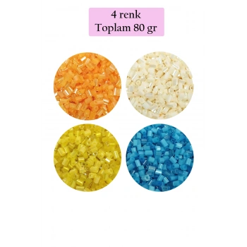 Kesme Cam Boncuk 2mm - 4 Renk - Toplam 80 Gram - BNC443