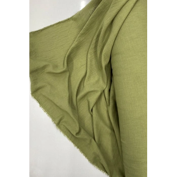 Keten Kumaş - Organik Kumaş - Perde Kumaşı - Ince Keten - Kıyafet Için Kumaş Örtü Haki Yeşil 82