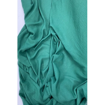 Keten Kumaş - Organik Kumaş - Perde Kumaşı - Ince Keten - Kıyafet Için Kumaş Örtü Koyu Yeşil