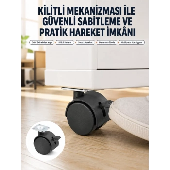 Kilitli Mini Tekerlek Ayak 4 Cm 4’lü Set