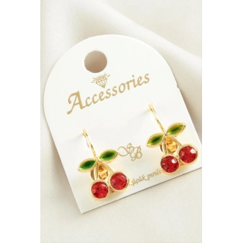 Kiraz Taşlı Mineli Klipsi Küpe