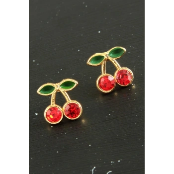 Kiraz Taşlı Minik Küpe