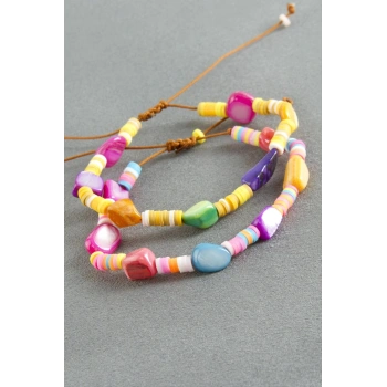 Kırık Doğaltaş Fimo Boncuk Bileklik