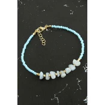 Kırık Doğaltaşlı Turkuaz Kristal Bileklik