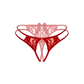  Kırmızı Dantelli Önü Açık Fantezi Külot