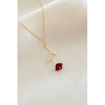 Kırmızı Gül Figürlü Kolye - TJ-BKO6392