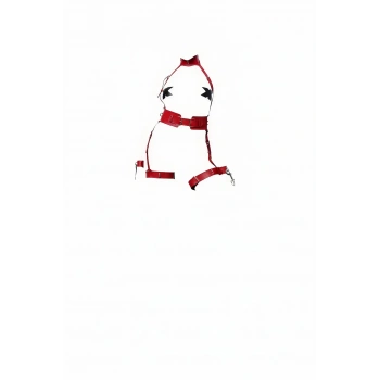Kırmızı Harness Takım Deri Yüksek Yaka Toka Detaylı - Brf1338