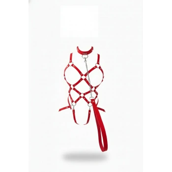 Kırmızı Harness Takım Zincir Detaylı Çapraz Bağlantılı - Brf1350