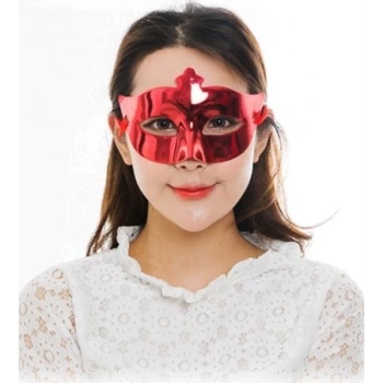 Kırmızı Renk Kostüm Partisi Ekstra Parlak Balo Maskesi 15x10 cm (4887)