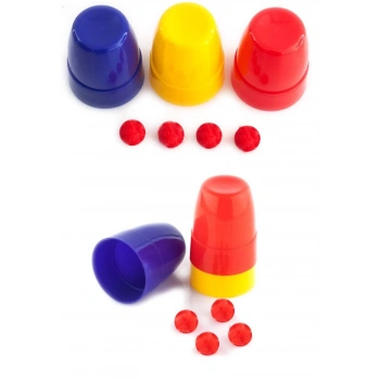 Kırmızı Top Kaybeden Renkli Kupalar Sihir Oyunu Sihir Malzemesi