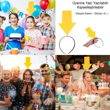 Kişiselleştirilebilir Ok Taç – Üzerine Yazı Yazılabilen Parti Tacı Sarı Renk