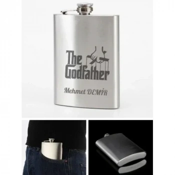 Kişiye Özel God Father 9 Oz Çelik Cep Matarası 266 Ml İçecek Cep Matarası Babaya Hediye