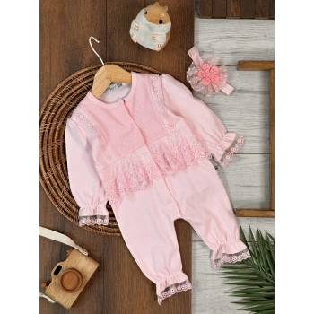 Kışlık Pamuklu Nakışlı Kız Bebek Tulum