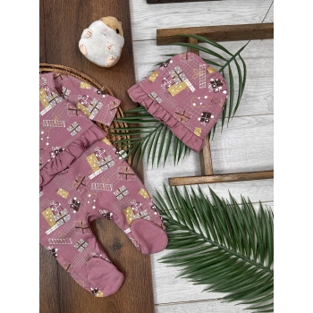 Kışlık Pamuklu Uzun Kollu Kız Bebek 2li Takım