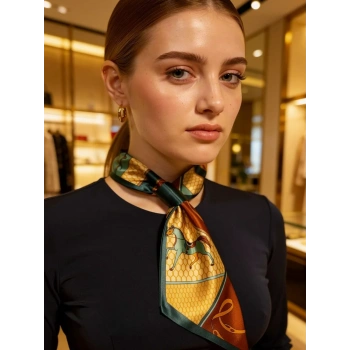 Klasik At Desenli Kadın Boyun Fuları,Minimal ve Şık Stil Kadın Boyun Fuları,Elbise Aksesuar