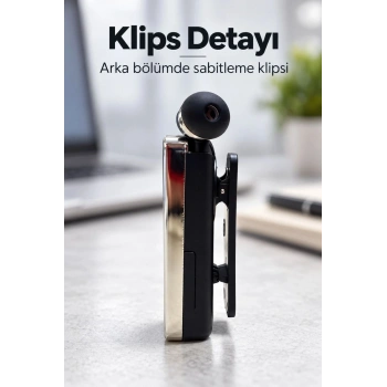 Klipsli Bluetooth Kulaklık Şarj Kablolu Ve Yedek Uçlu