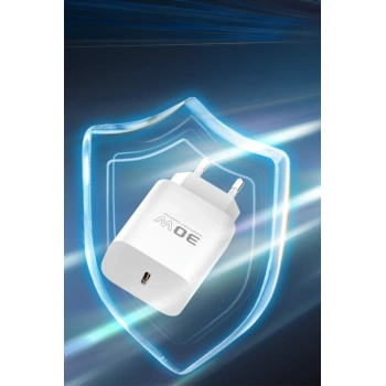 Konfulon C87C 30W Type-C Çıkışlı Ekstra DL50 1M Type-C to Lightning Kablolu PD Şarj Cihazı - Beyaz