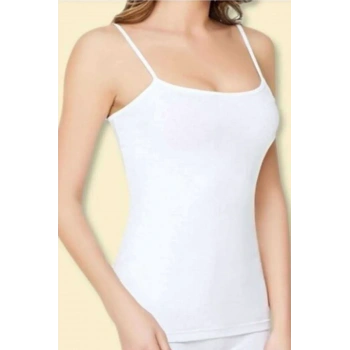 Kota Bayan İp Askılı Beyaz Battal Atlet 6091