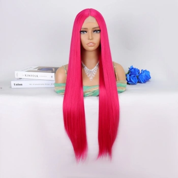 Koyu Pembe Ekstra Uzun Tül Peruk