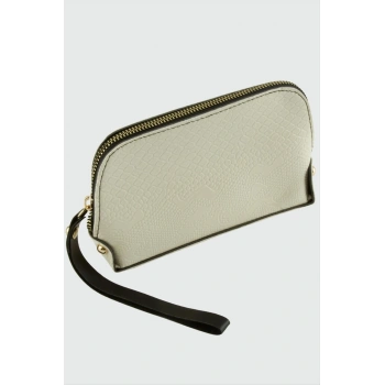 Krem Dikdörtgen Deri Cüzdan