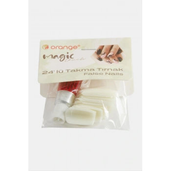 Krem Renkli Kartela Takma Tırnak 24 Adet