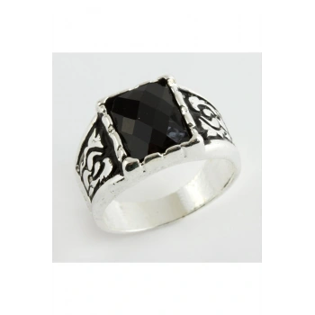 Kristal Taşlı Metal Erkek Yüzük