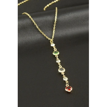 Kristal Taşlı Y Kolye