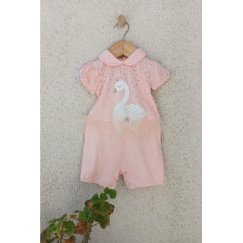 Kuğu Desenli Kız Tulum 3-6-9 Ay