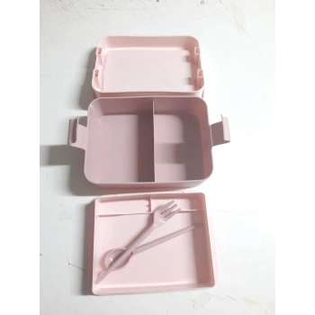 Kulplu Beslenme Kabı  2 Bölmeli Mandallı Diyet Kabı -Çatal Kaşık Dahildir