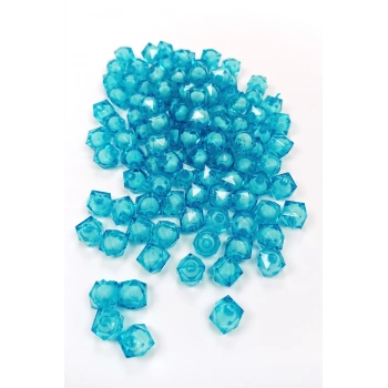 Küp Boncuk İçten Boncuklu Bileklik Çanta Boncuğu 10 mm 50 gr Gök Mavi - BNC449