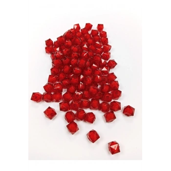 Küp Boncuk İçten Boncuklu Bileklik Çanta Boncuğu 10 mm 50 gr Kırmızı - BNC448